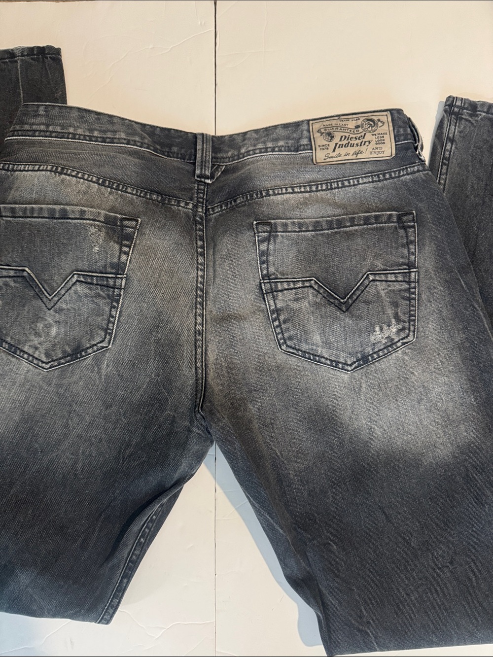 Diesel Men Slim Straight Washed Black Jeans - Picture 4 of 7